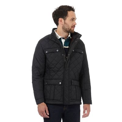 Maine New England Black quilted herringbone lined jacket